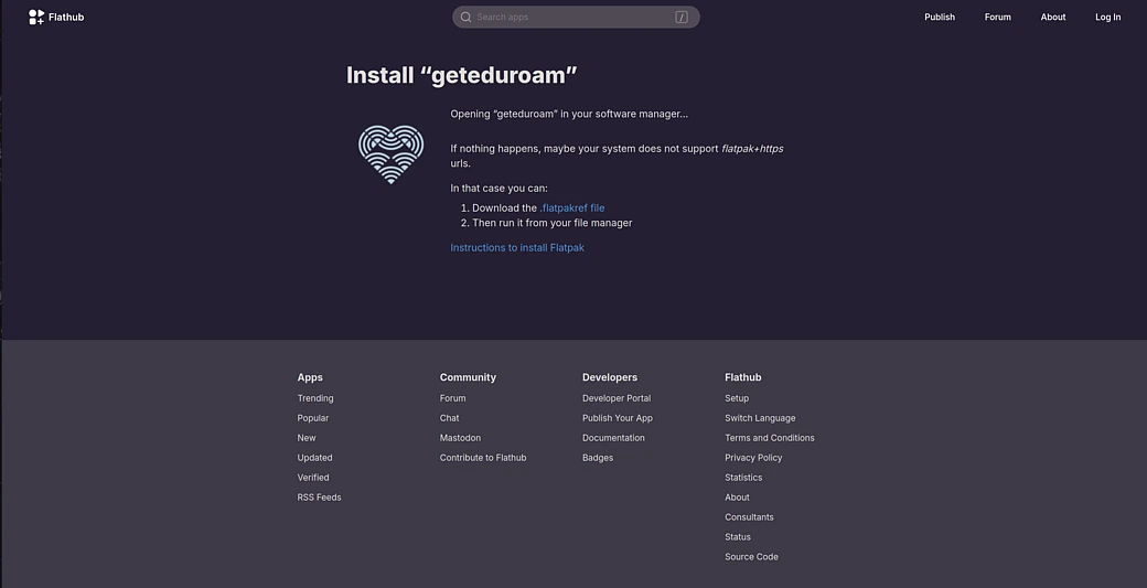 install geteduroam flatpak steps