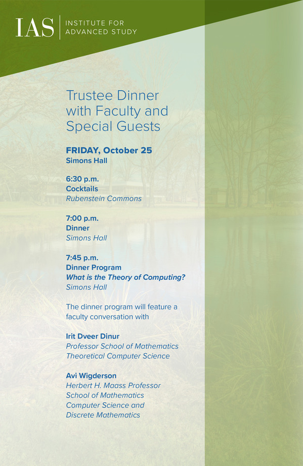 Trustee Dinner with Faculty and Special Guests Invitation October 25, 2024