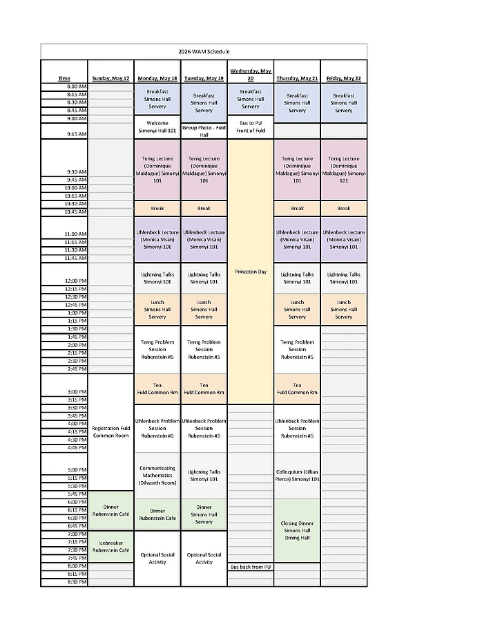 WAM 2026 Schedule