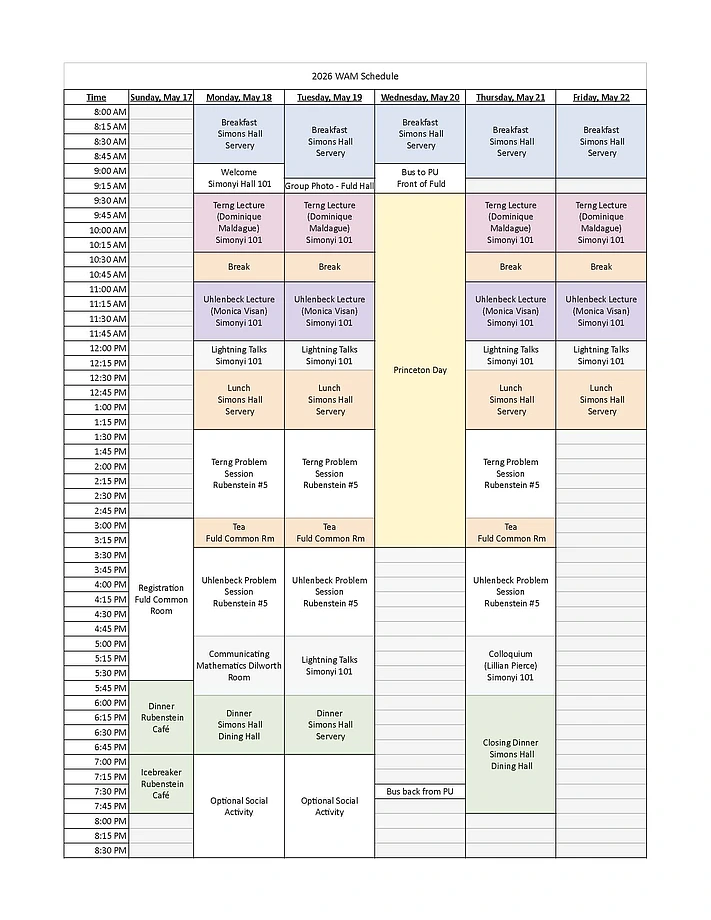 2026 WAM Schedule image