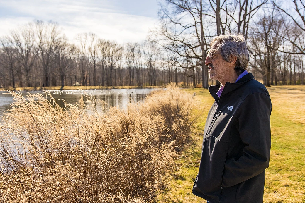 Avi Wigderson at the IAS pond