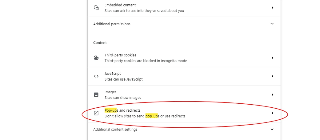 Chrome Site Settings