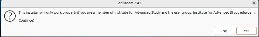 Installer confirmation dialog.