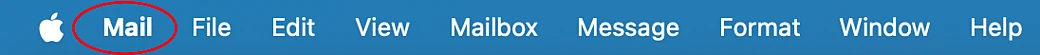 Red circle around Mail menu option