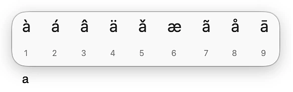 mac diacritic menu