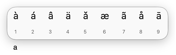 mac diacritic menu