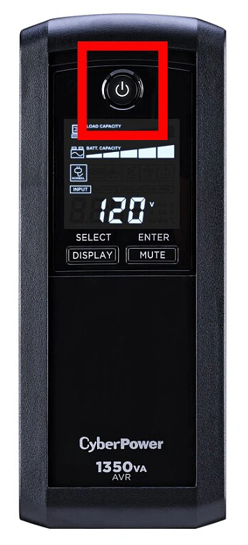 Front of Cyber Power 1350 UPS device