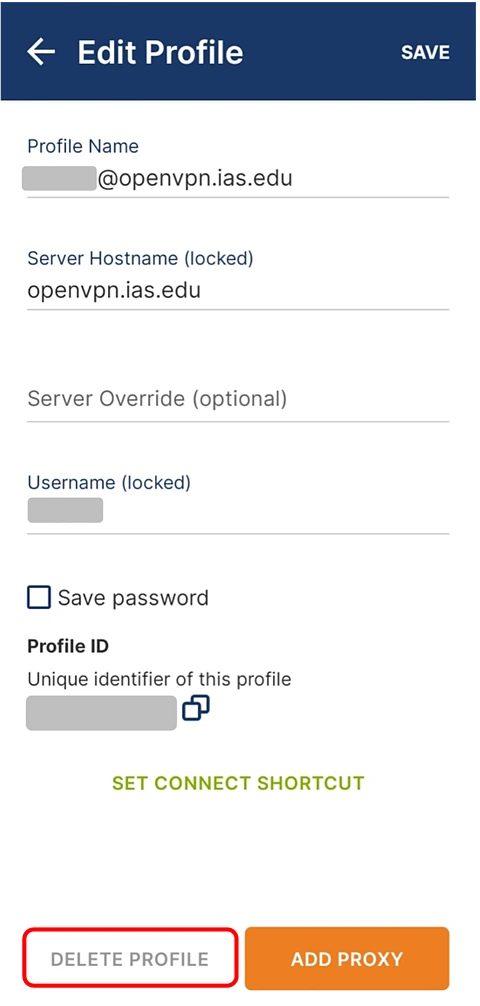 OpenVPN Edit Profile Page