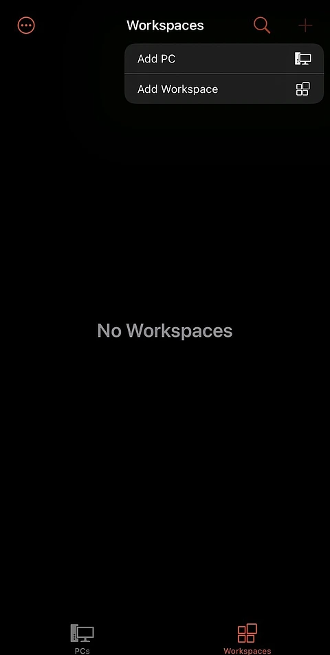 Mobile screenshot of adding a workspace to the Microsoft Remote Desktop application