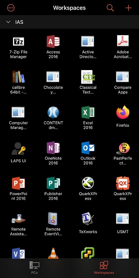 Mobile screenshot of the Microsoft Remote Desktop application