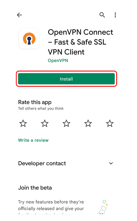 OpenVPN app on Play Store