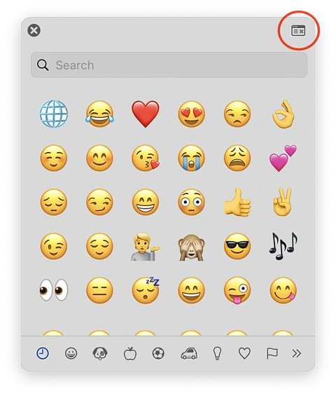 default view of apple character viewer
