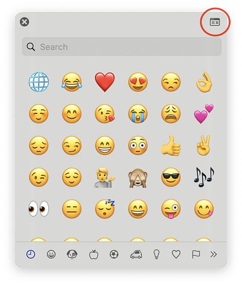 default view of apple character viewer