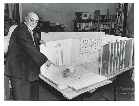 Matisse and model of Chapel at Vence