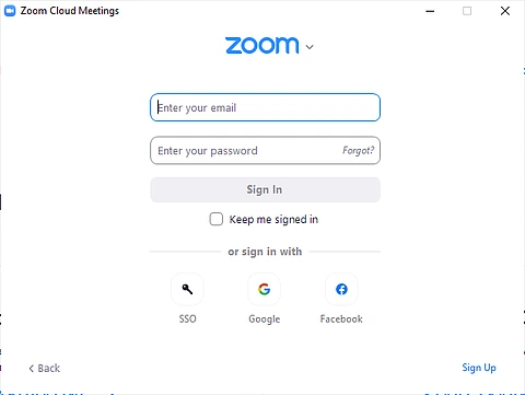 Zoom Sign In Window