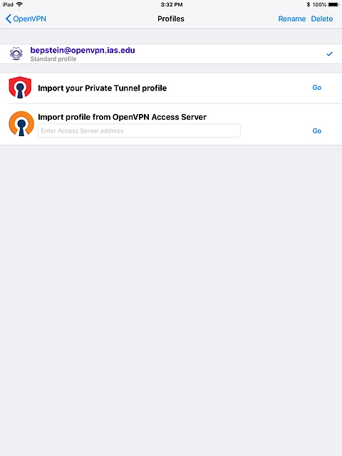 Profile deletion dialog.