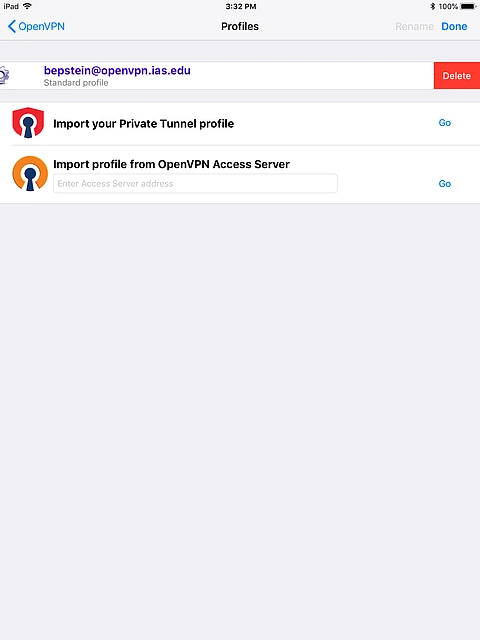 Confirm Profile deletion.