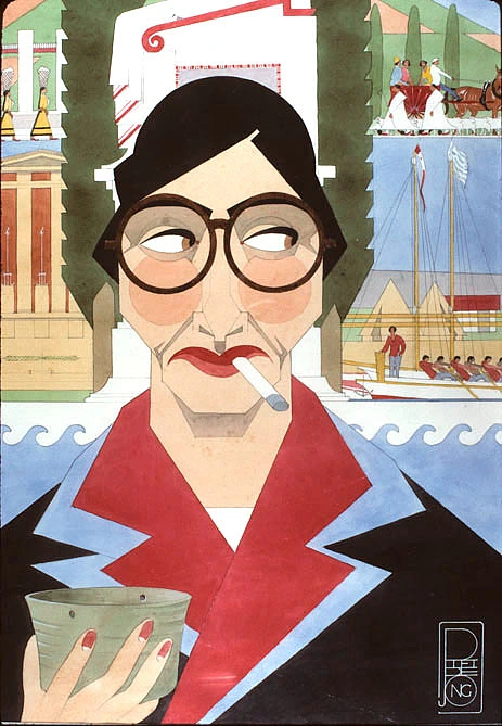 Caricature of Hetty Goldman by Piet de Jong, 1925