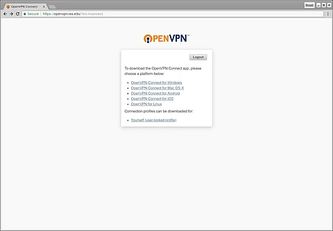 OpenVPN showing download links.