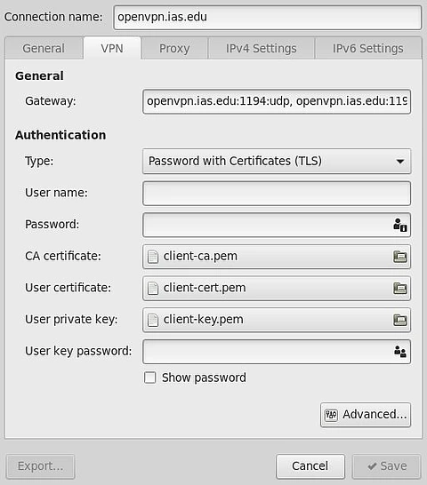 OpenVPN profile options