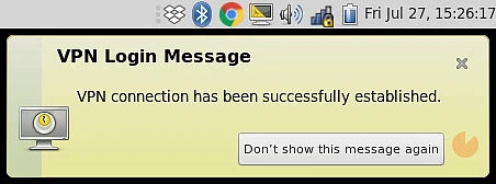 Alert showing connection with OpenVPN.